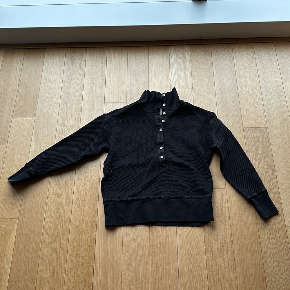 Negative underwear Waffle Knit Pullover in black. Size xs.